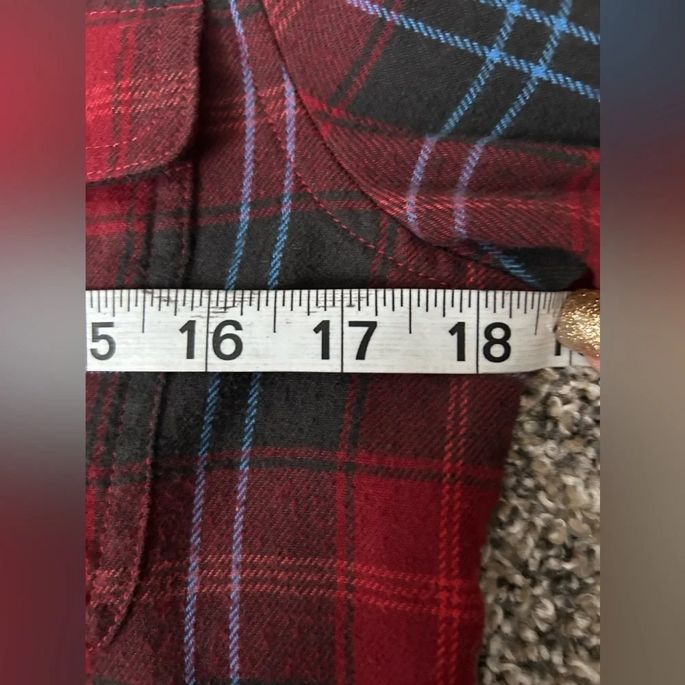 Brixton unisex button up flannel shirt in red, black and blue size small
